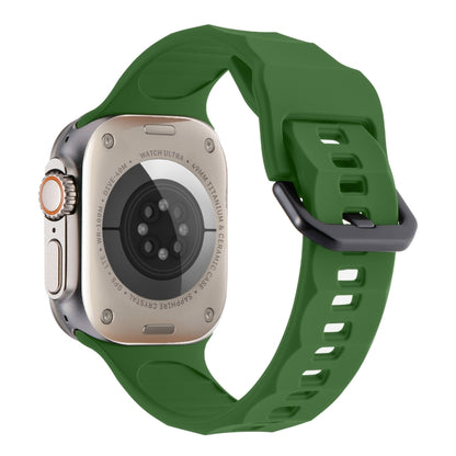 For Apple Watch 4 44mm Ripple Silicone Sports Watch Band(Army Green) - Watch Bands by PMC Jewellery | Online Shopping South Africa | PMC Jewellery