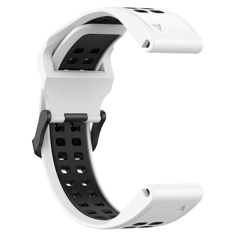 For Garmin  Instinct 2 Solar 22mm Two-Color Reverse Buckle Silicone Watch Band(White+Black) - Watch Bands by PMC TechLife | Online Shopping South Africa | PMC TechLife