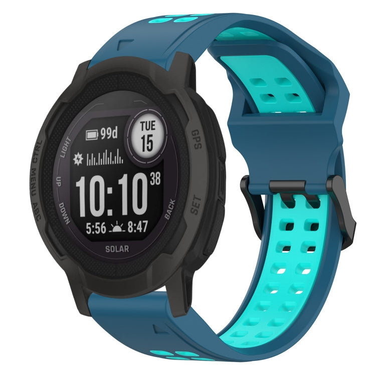 For Garmin  Instinct 2 Solar 22mm Two-Color Reverse Buckle Silicone Watch Band(Blue+Teal) - Watch Bands by PMC TechLife | Online Shopping South Africa | PMC TechLife