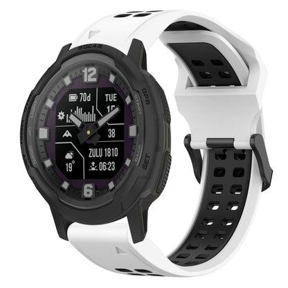 For Garmin Instinct Crossover Solar 22mm Two-Color Reverse Buckle Silicone Watch Band(White+Black) - Watch Bands by PMC Jewellery | Online Shopping South Africa | PMC Jewellery