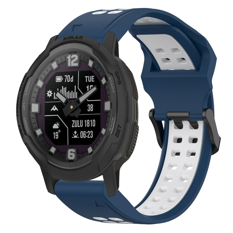 For Garmin Instinct Crossover Solar 22mm Two-Color Reverse Buckle Silicone Watch Band(Blue+White) - Watch Bands by PMC TechLife | Online Shopping South Africa | PMC TechLife