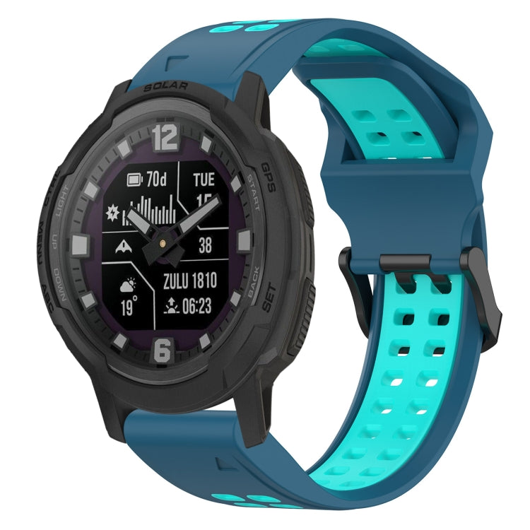 For Garmin Instinct Crossover Solar 22mm Two-Color Reverse Buckle Silicone Watch Band(Blue+Teal) - Watch Bands by PMC Jewellery | Online Shopping South Africa | PMC Jewellery