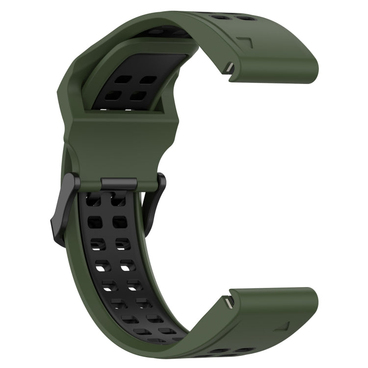 For Garmin Fenix 6 22mm Two-Color Reverse Buckle Silicone Watch Band(Army Green+Black) - Watch Bands by PMC Jewellery | Online Shopping South Africa | PMC Jewellery