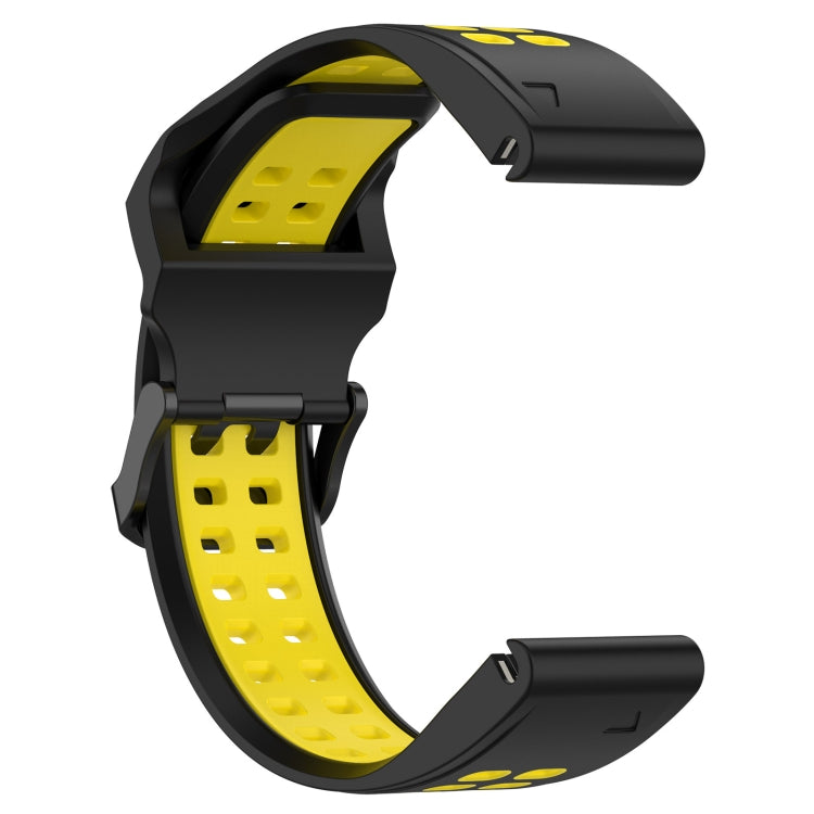 For Garmin Instinct 2 22mm Two-Color Reverse Buckle Silicone Watch Band(Black+Yellow) - Watch Bands by PMC TechLife | Online Shopping South Africa | PMC TechLife