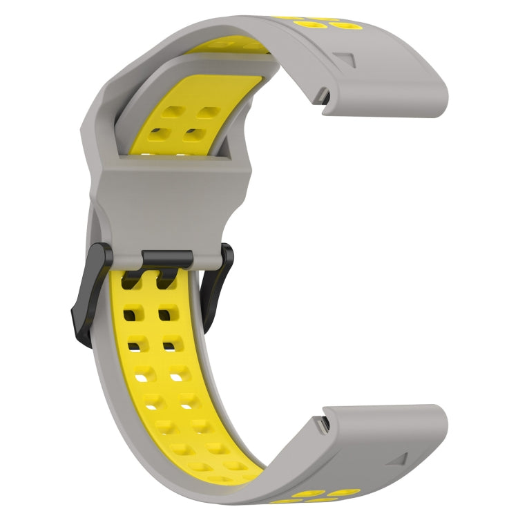 For Garmin Instinct 2 22mm Two-Color Reverse Buckle Silicone Watch Band(Grey+Yellow) - Watch Bands by PMC TechLife | Online Shopping South Africa | PMC TechLife