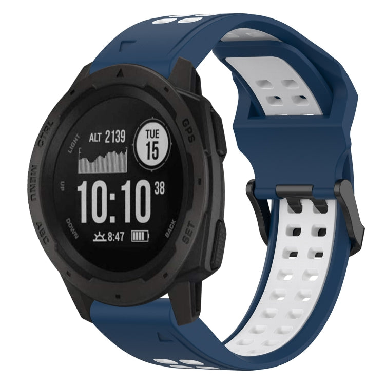 For Garmin Instinct 22mm Two-Color Reverse Buckle Silicone Watch Band(Blue+White) - Watch Bands by PMC TechLife | Online Shopping South Africa | PMC TechLife