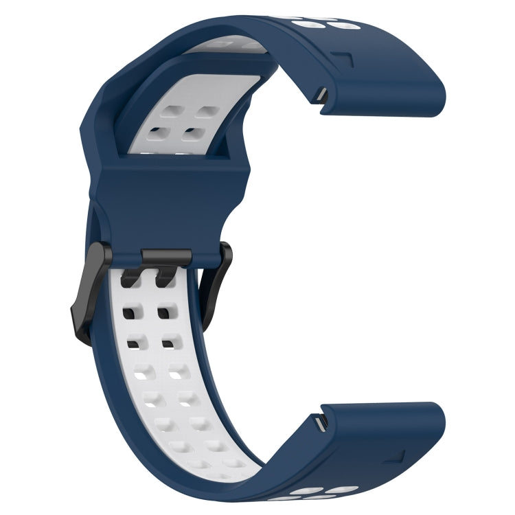 For Garmin Descent G1 22mm Two-Color Reverse Buckle Silicone Watch Band(Blue+White) - Watch Bands by PMC Jewellery | Online Shopping South Africa | PMC Jewellery