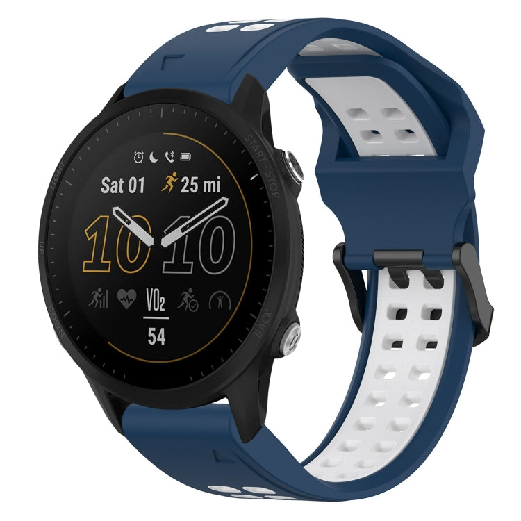 For Garmin Forerunner 955 22mm Two-Color Reverse Buckle Silicone Watch Band(Blue+White) - Watch Bands by PMC TechLife | Online Shopping South Africa | PMC TechLife
