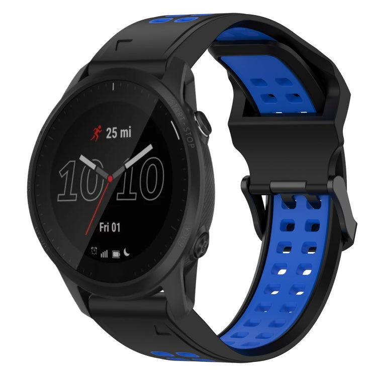 For Garmin Forerunner 945 22mm Two-Color Reverse Buckle Silicone Watch Band(Black+Blue) - Watch Bands by PMC Jewellery | Online Shopping South Africa | PMC Jewellery