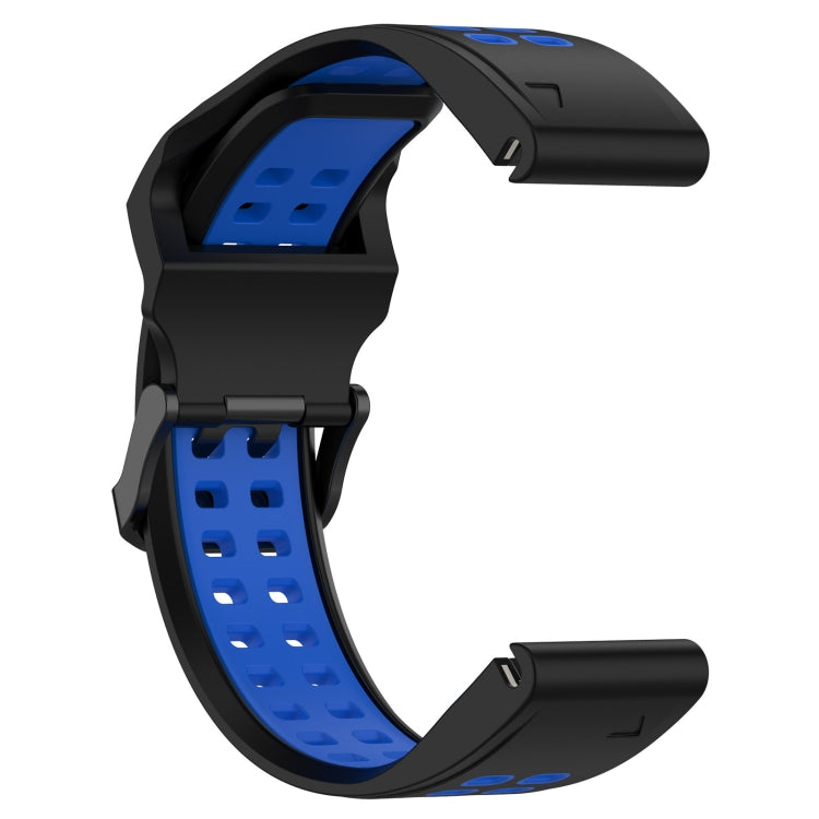 For Garmin Forerunner 945 22mm Two-Color Reverse Buckle Silicone Watch Band(Black+Blue) - Watch Bands by PMC Jewellery | Online Shopping South Africa | PMC Jewellery