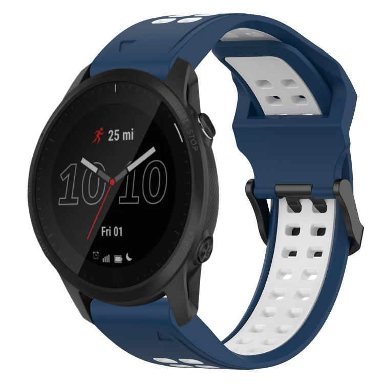 For Garmin Forerunner 945 22mm Two-Color Reverse Buckle Silicone Watch Band(Blue+White) - Watch Bands by PMC TechLife | Online Shopping South Africa | PMC TechLife