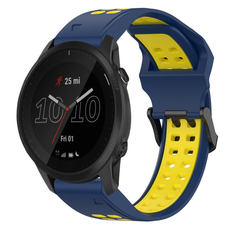 For Garmin Forerunner 945 22mm Two-Color Reverse Buckle Silicone Watch Band(Blue+Yellow) - Watch Bands by PMC TechLife | Online Shopping South Africa | PMC TechLife