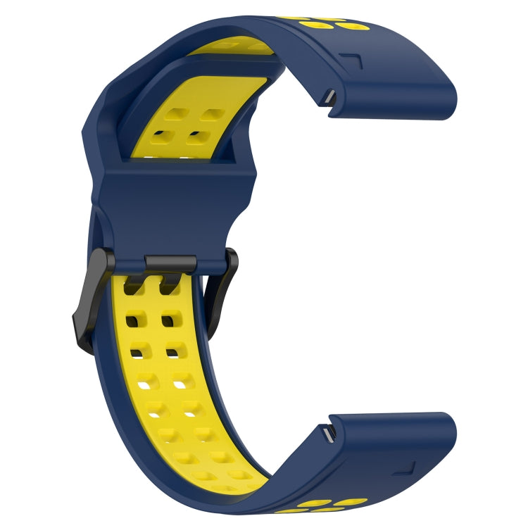 For Garmin Forerunner 945 22mm Two-Color Reverse Buckle Silicone Watch Band(Blue+Yellow) - Watch Bands by PMC TechLife | Online Shopping South Africa | PMC TechLife