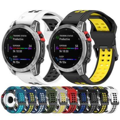 For Garmin Instinct Crossover 22mm Two-Color Reverse Buckle Silicone Watch Band(Black+Yellow) - Watch Bands by PMC Jewellery | Online Shopping South Africa | PMC Jewellery