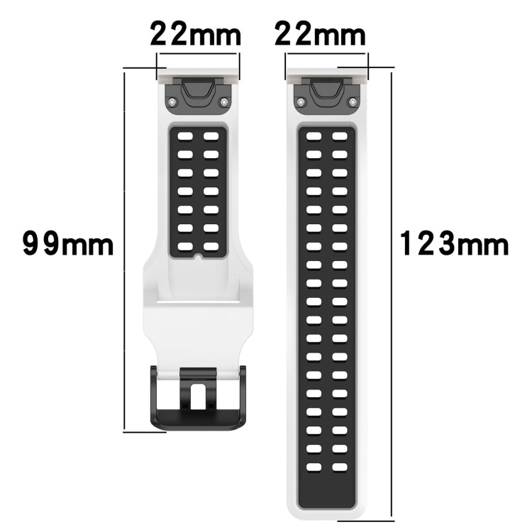 For Garmin Instinct Crossover Solar 22mm Two-Color Reverse Buckle Silicone Watch Band(Black+Grey) - Watch Bands by PMC TechLife | Online Shopping South Africa | PMC TechLife
