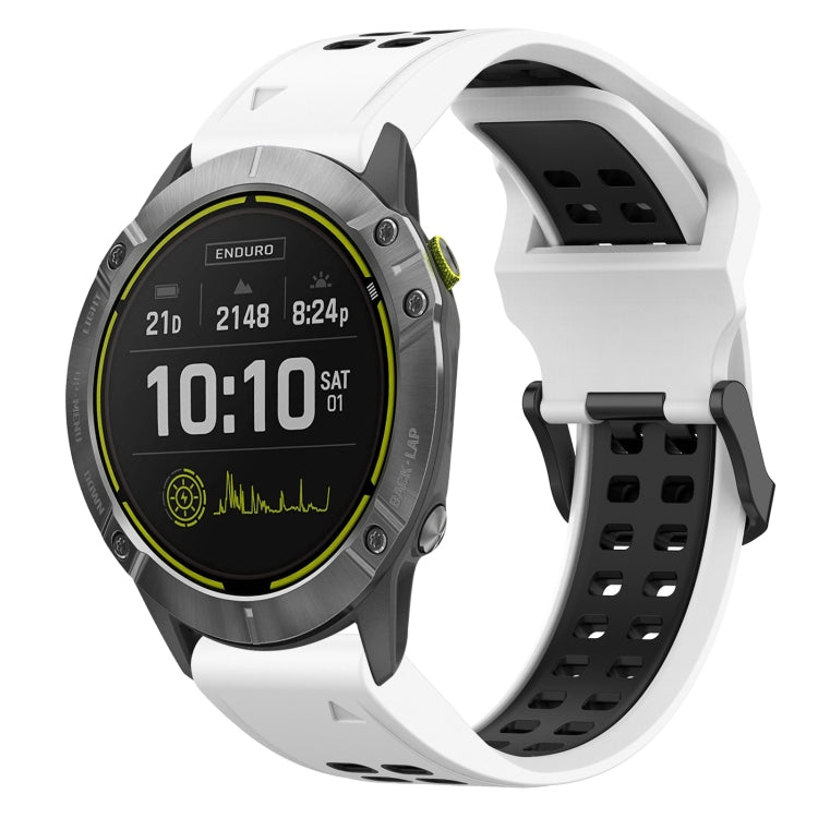 For Garmin Enduro 26mm Two-Color Reverse Buckle Silicone Watch Band(White+Black) - Watch Bands by PMC TechLife | Online Shopping South Africa | PMC TechLife