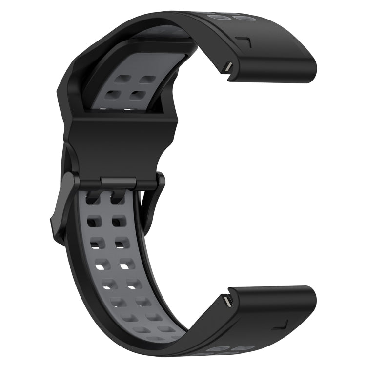 For Garmin Fenix 5X Plus 26mm Two-Color Reverse Buckle Silicone Watch Band(Black+Grey) - Watch Bands by PMC Jewellery | Online Shopping South Africa | PMC Jewellery