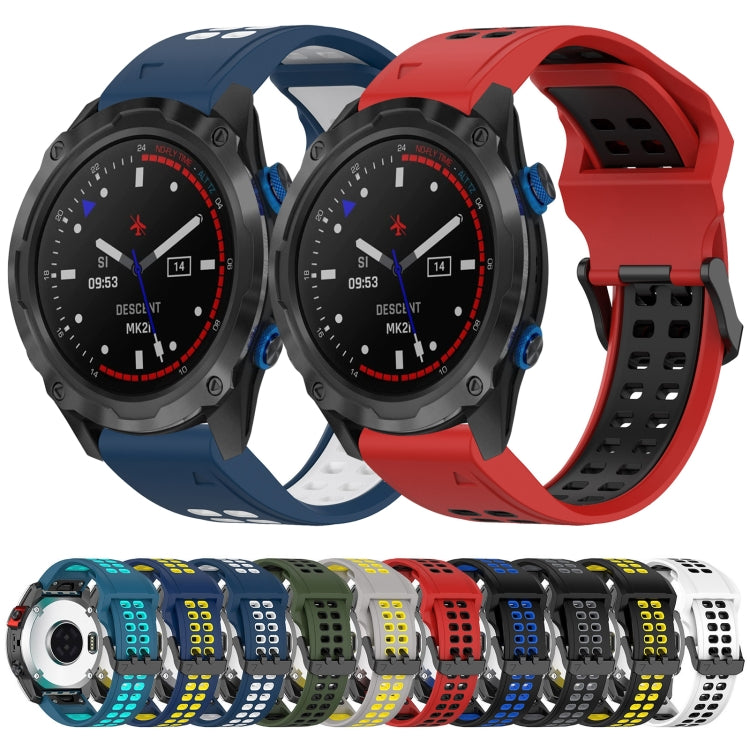 For Garmin Fenix 5X Plus 26mm Two-Color Reverse Buckle Silicone Watch Band(Black+Grey) - Watch Bands by PMC TechLife | Online Shopping South Africa | PMC TechLife