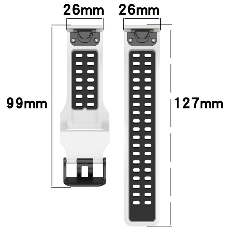 For Garmin Enduro 26mm Two-Color Reverse Buckle Silicone Watch Band(White+Black) - Watch Bands by PMC Jewellery | Online Shopping South Africa | PMC Jewellery