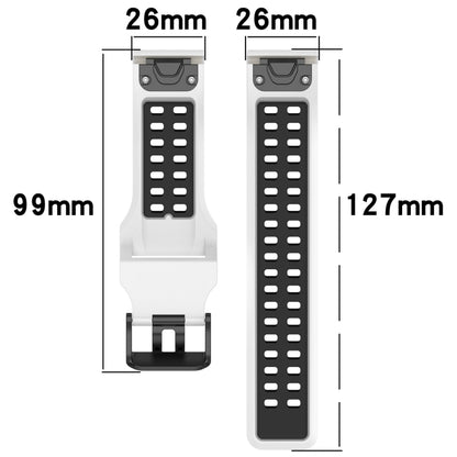 For Garmin Fenix 5X 26mm Two-Color Reverse Buckle Silicone Watch Band(White+Black) - Watch Bands by PMC Jewellery | Online Shopping South Africa | PMC Jewellery