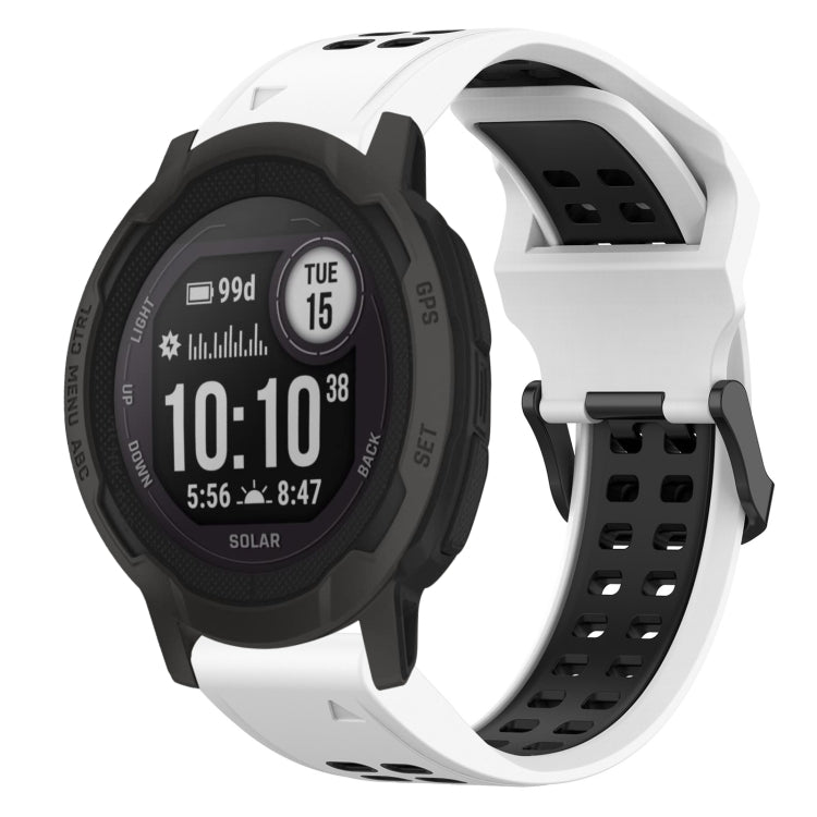 For Garmin Instinct 2S 20mm Two-Color Reverse Buckle Silicone Watch Band(White+Black) - Watch Bands by PMC TechLife | Online Shopping South Africa | PMC TechLife