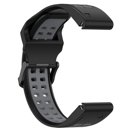 For Garmin Fenix 6S Pro 20mm Two-Color Reverse Buckle Silicone Watch Band(Black+Grey) - Watch Bands by PMC Jewellery | Online Shopping South Africa | PMC Jewellery