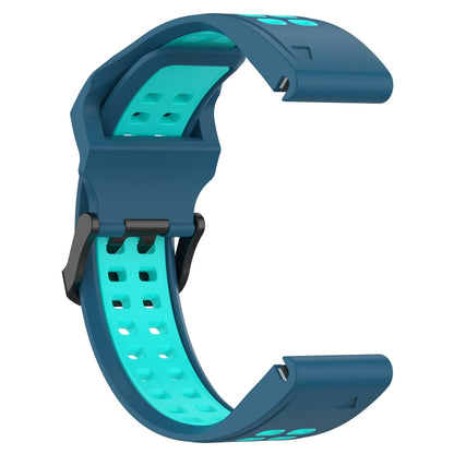 For Garmin Fenix 5S 20mm Two-Color Reverse Buckle Silicone Watch Band(Blue+Teal) - Watch Bands by PMC Jewellery | Online Shopping South Africa | PMC Jewellery