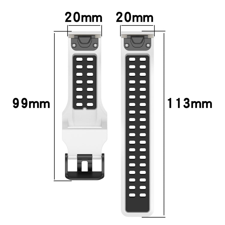 For Garmin Fenix 5S 20mm Two-Color Reverse Buckle Silicone Watch Band(Black+Grey) - Watch Bands by PMC TechLife | Online Shopping South Africa | PMC TechLife