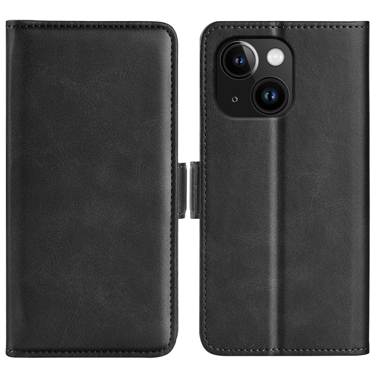 For iPhone 15 Plus Dual-side Magnetic Buckle Horizontal Flip Leather Phone Case(Black) - free shipping - PMC TechLife - Order now!
