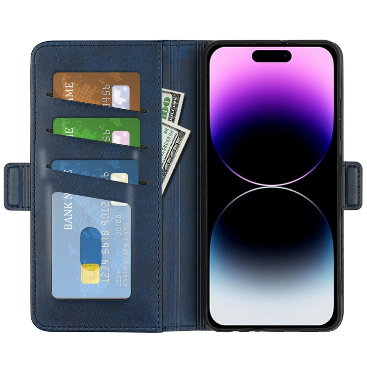 For iPhone 15 Pro Dual-side Magnetic Buckle Horizontal Flip Leather Phone Case(Dark Blue) - iPhone 15 Pro Cases by PMC Jewellery | Online Shopping South Africa | PMC Jewellery