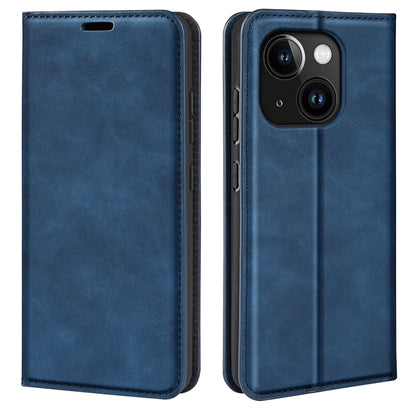 For iPhone 15 Retro-skin  Magnetic Suction Leather Phone Case(Dark Blue) - iPhone 15 Cases by PMC Jewellery | Online Shopping South Africa | PMC Jewellery