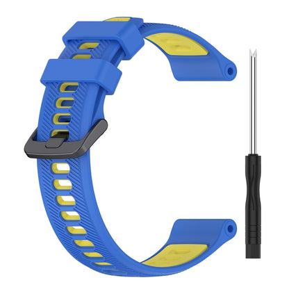 For Garmin Forerunner 945 Sports Two-Color Silicone Watch Band(Blue+Yellow) - Watch Bands by PMC Jewellery | Online Shopping South Africa | PMC Jewellery