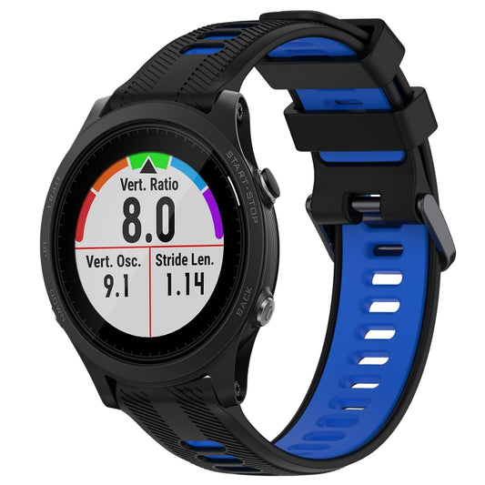 For Garmin Forerunner 935 Sports Two-Color Silicone Watch Band(Black+Blue) - Watch Bands by PMC Jewellery | Online Shopping South Africa | PMC Jewellery