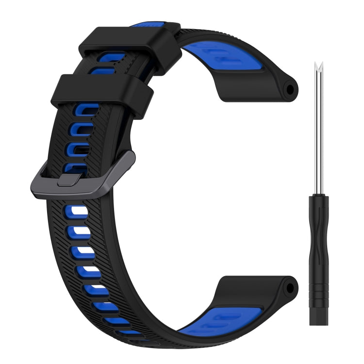 For Garmin Forerunner 935 Sports Two-Color Silicone Watch Band(Black+Blue) - Watch Bands by PMC TechLife | Online Shopping South Africa | PMC TechLife