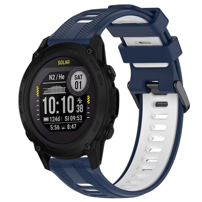 For Garmin Descent G1 Sports Two-Color Silicone Watch Band(Midnight Blue+White) - Watch Bands by PMC Jewellery | Online Shopping South Africa | PMC Jewellery