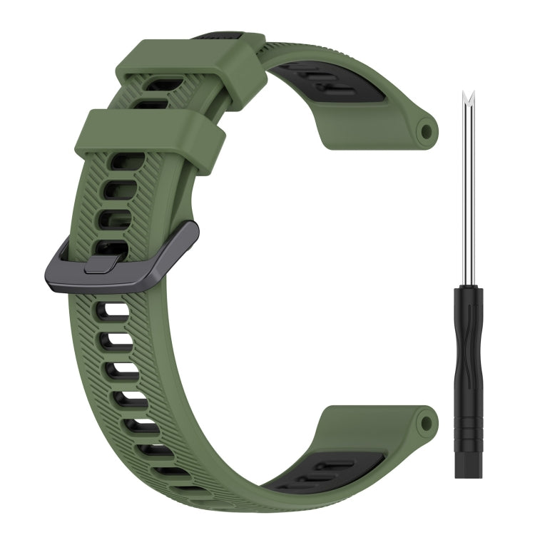 For Garmin Instinct 2 Solar Sports Two-Color Silicone Watch Band(Army Green+Black) - Watch Bands by PMC Jewellery | Online Shopping South Africa | PMC Jewellery