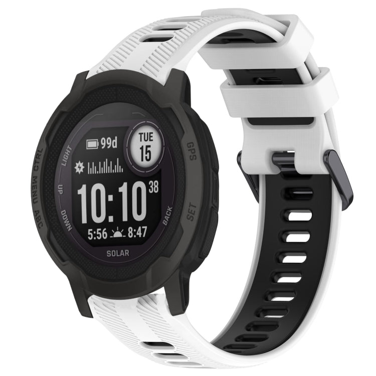 For Garmin Instinct 2 Sports Two-Color Silicone Watch Band(White+Black) - Watch Bands by PMC Jewellery | Online Shopping South Africa | PMC Jewellery