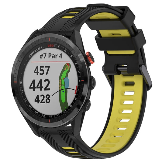 For Garmin Approach S62 Sports Two-Color Silicone Watch Band(Black+Yellow) - Watch Bands by PMC Jewellery | Online Shopping South Africa | PMC Jewellery