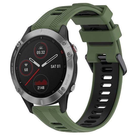 For Garmin Fenix 6 Sports Two-Color Silicone Watch Band(Army Green+Black) - Watch Bands by PMC Jewellery | Online Shopping South Africa | PMC Jewellery