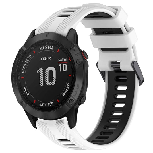 For Garmin Fenix 6 Pro Sports Two-Color Silicone Watch Band(White+Black) - Watch Bands by PMC Jewellery | Online Shopping South Africa | PMC Jewellery