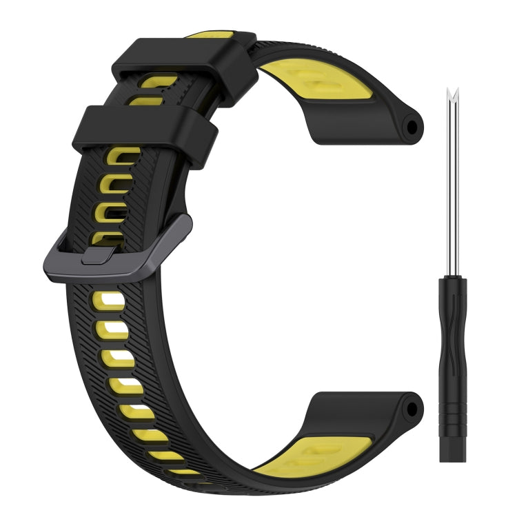 For Garmin Fenix 5 Sports Two-Color Silicone Watch Band(Black+Yellow) - Watch Bands by PMC Jewellery | Online Shopping South Africa | PMC Jewellery