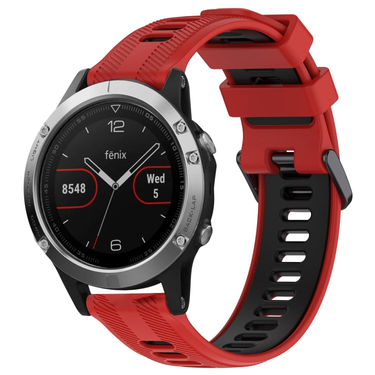 For Garmin Fenix 5 Sports Two-Color Silicone Watch Band(Red+Black) - Watch Bands by PMC Jewellery | Online Shopping South Africa | PMC Jewellery