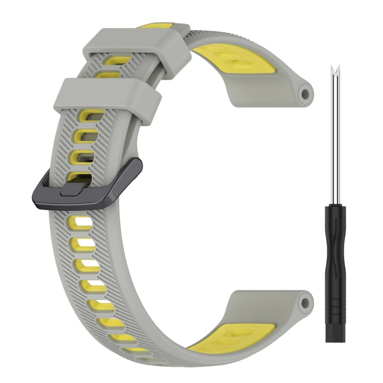 For Garmin Fenix 5 Sports Two-Color Silicone Watch Band(Grey+Yellow) - Watch Bands by PMC Jewellery | Online Shopping South Africa | PMC Jewellery