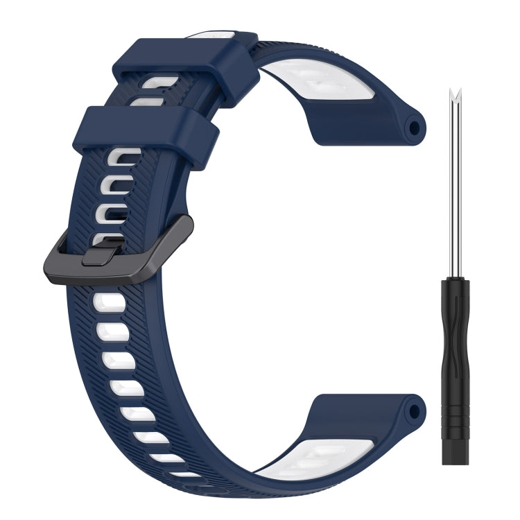 For Garmin Fenix 5 Sports Two-Color Silicone Watch Band(Midnight Blue+White) - Watch Bands by PMC Jewellery | Online Shopping South Africa | PMC Jewellery