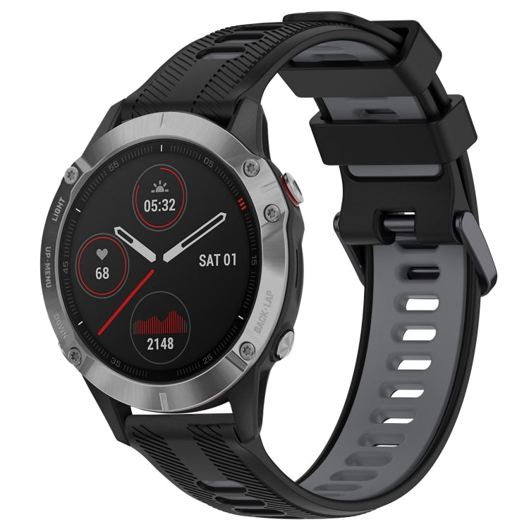 For Garmin Fenix 6 Solar Sports Two-Color Silicone Watch Band(Black+Grey) - Watch Bands by PMC Jewellery | Online Shopping South Africa | PMC Jewellery