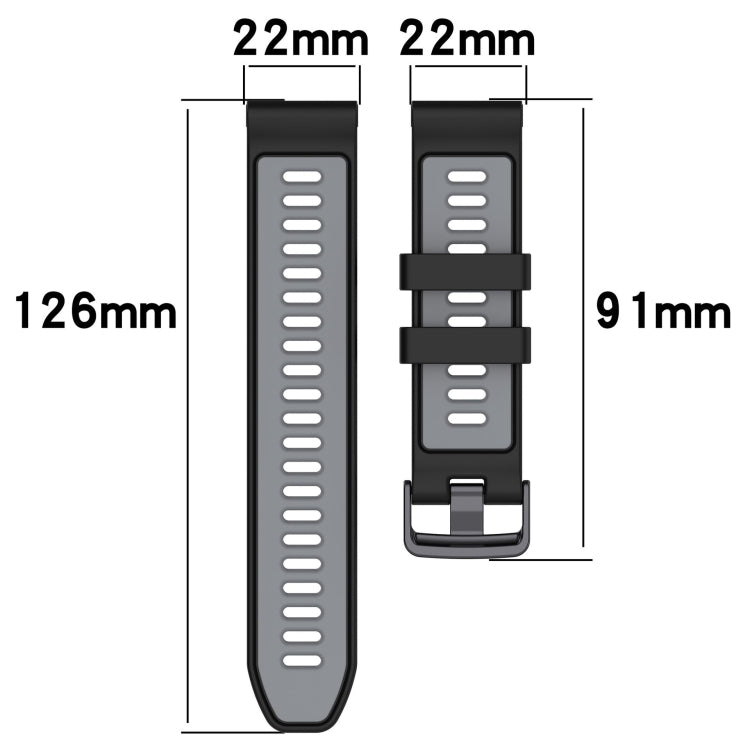 For Garmin Approach S60 Sports Two-Color Silicone Watch Band(Black+Grey) - Watch Bands by PMC Jewellery | Online Shopping South Africa | PMC Jewellery