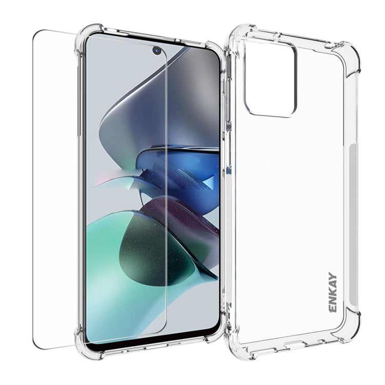 For Motorola Moto G23 4G ENKAY Transparent TPU Shockproof Phone Case with Glass Film - Motorola Cases by ENKAY | Online Shopping South Africa | PMC Jewellery