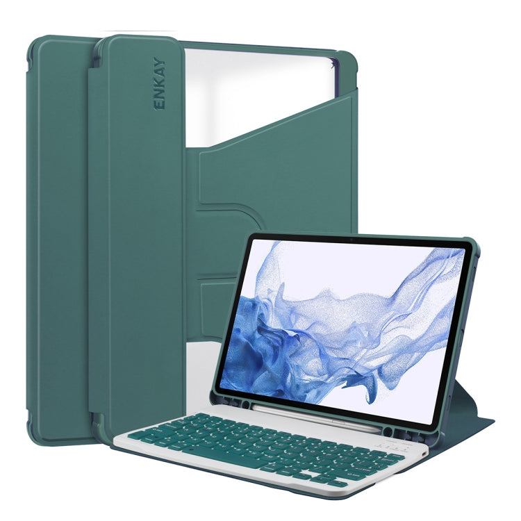 For Samsung Galaxy Tab S9 ENKAY 360 Degree Rotation Leather TPU Smart Case with Wireless Keyboard(Dark Green) - Galaxy Tab S9 Cases by ENKAY | Online Shopping South Africa | PMC Jewellery | Buy Now Pay Later Mobicred