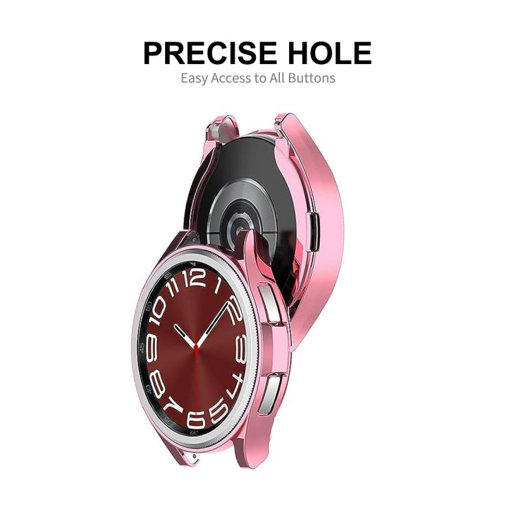 For Samsung Galaxy Watch6 Classic 43mm ENKAY Hat-Prince Electroplated Soft TPU Case + 0.2mm 9H Glass Screen Protector(Pink) - Watch Cases by ENKAY | Online Shopping South Africa | PMC Jewellery