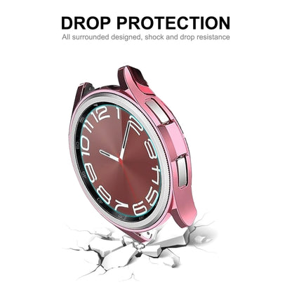 For Samsung Galaxy Watch6 Classic 43mm ENKAY Hat-Prince Electroplated Soft TPU Case + 0.2mm 9H Glass Screen Protector(Pink) - Watch Cases by ENKAY | Online Shopping South Africa | PMC Jewellery